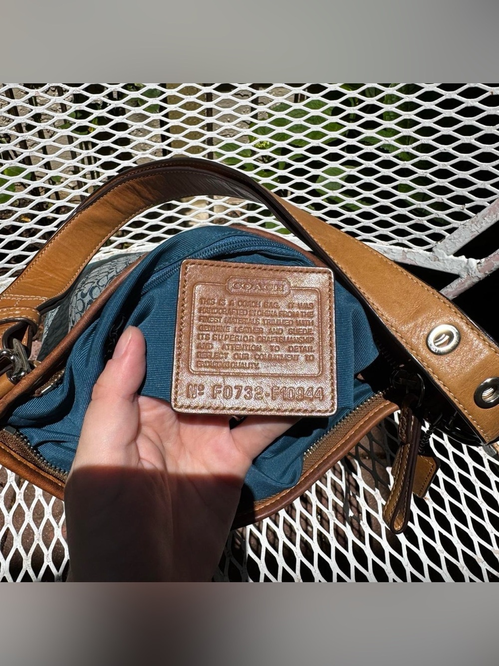 Y2K Coach Teal Monogramed Shoulder Bag - Picture 7 of 8